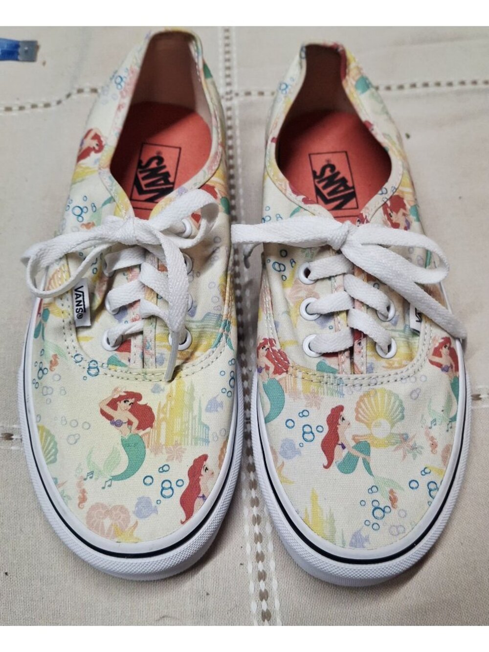 Disney Vans Womens Little Mermaid Canvas Shoes Size 6 Ariel Print Casual Sneaker